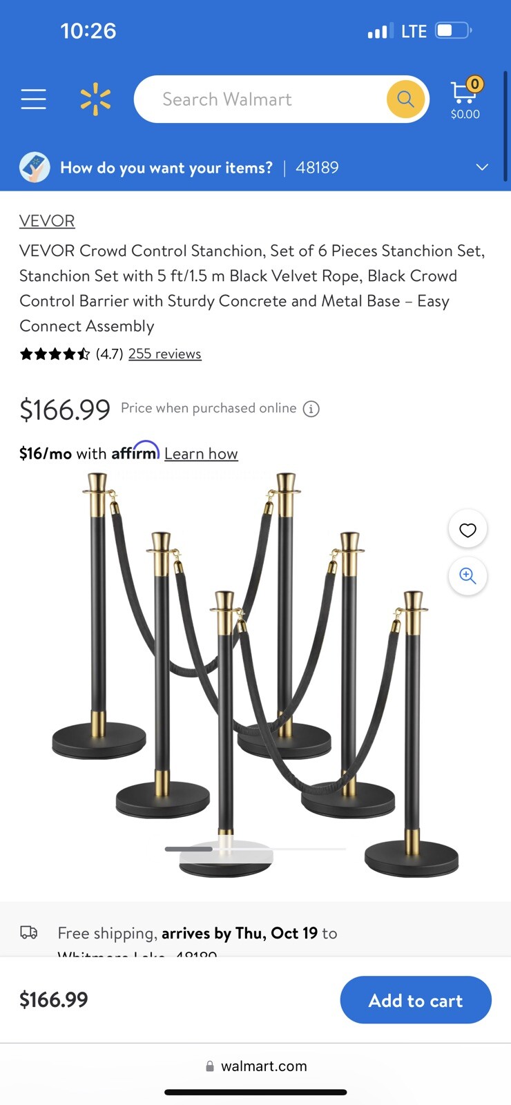 VEVOR Stanchion Posts Queue 38in Barriers – 4pcs, Gold/Red
