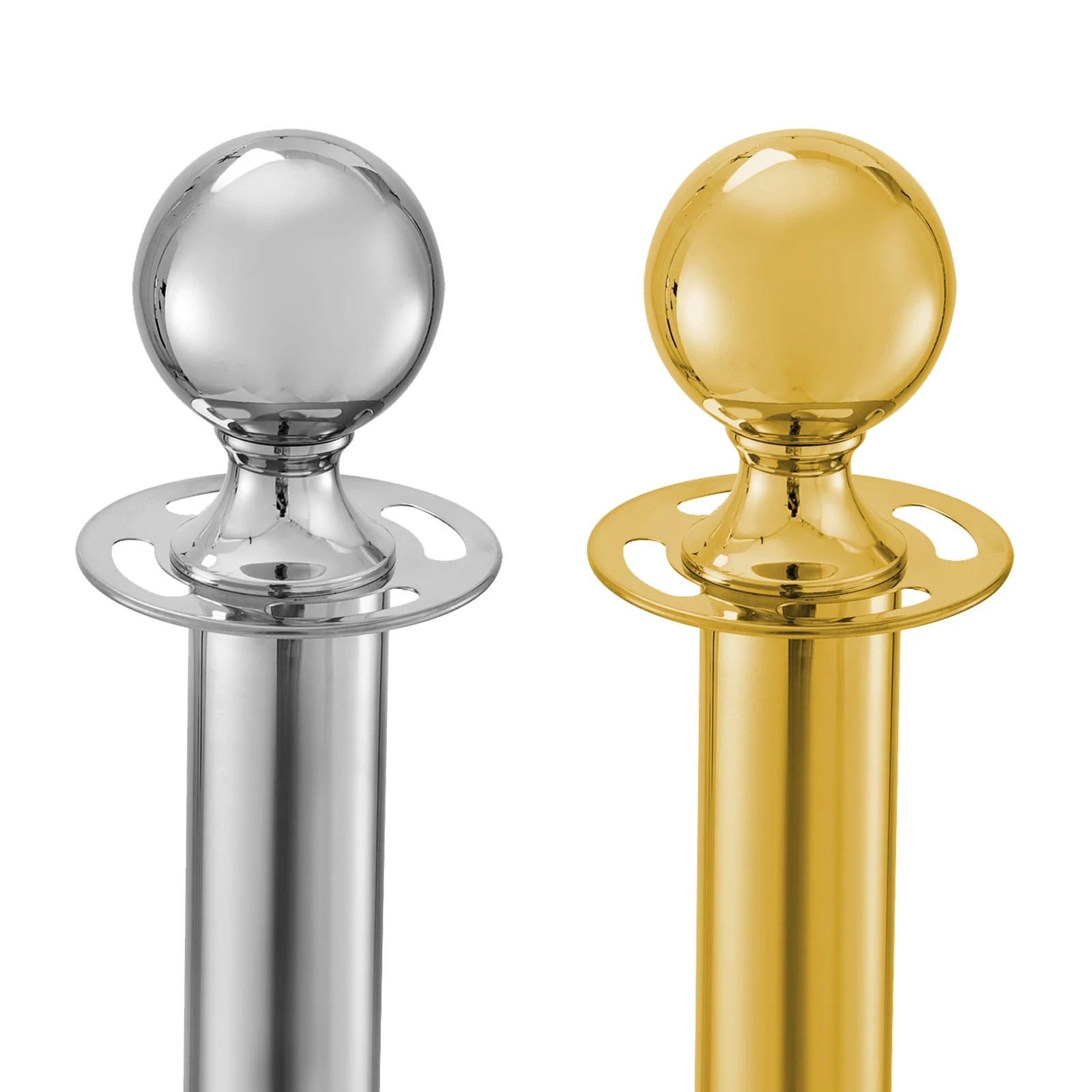 38Inch Gold Silver Stanchion Posts Queue Velvet Rope Crowd Control Line Barriers