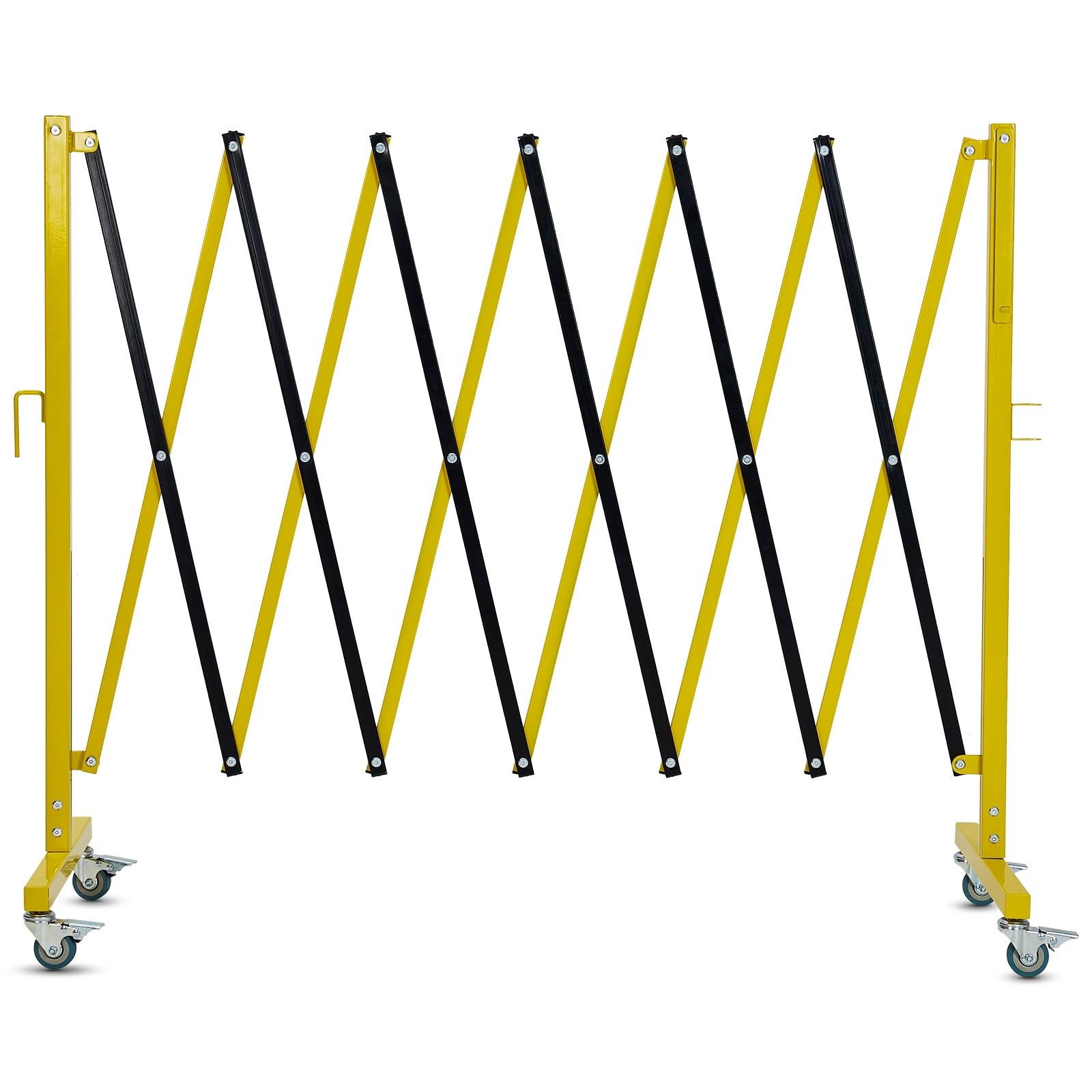 11.8×3.4ft Metal Expandable Barricade Portable Safety Traffic Barrier W/ Casters