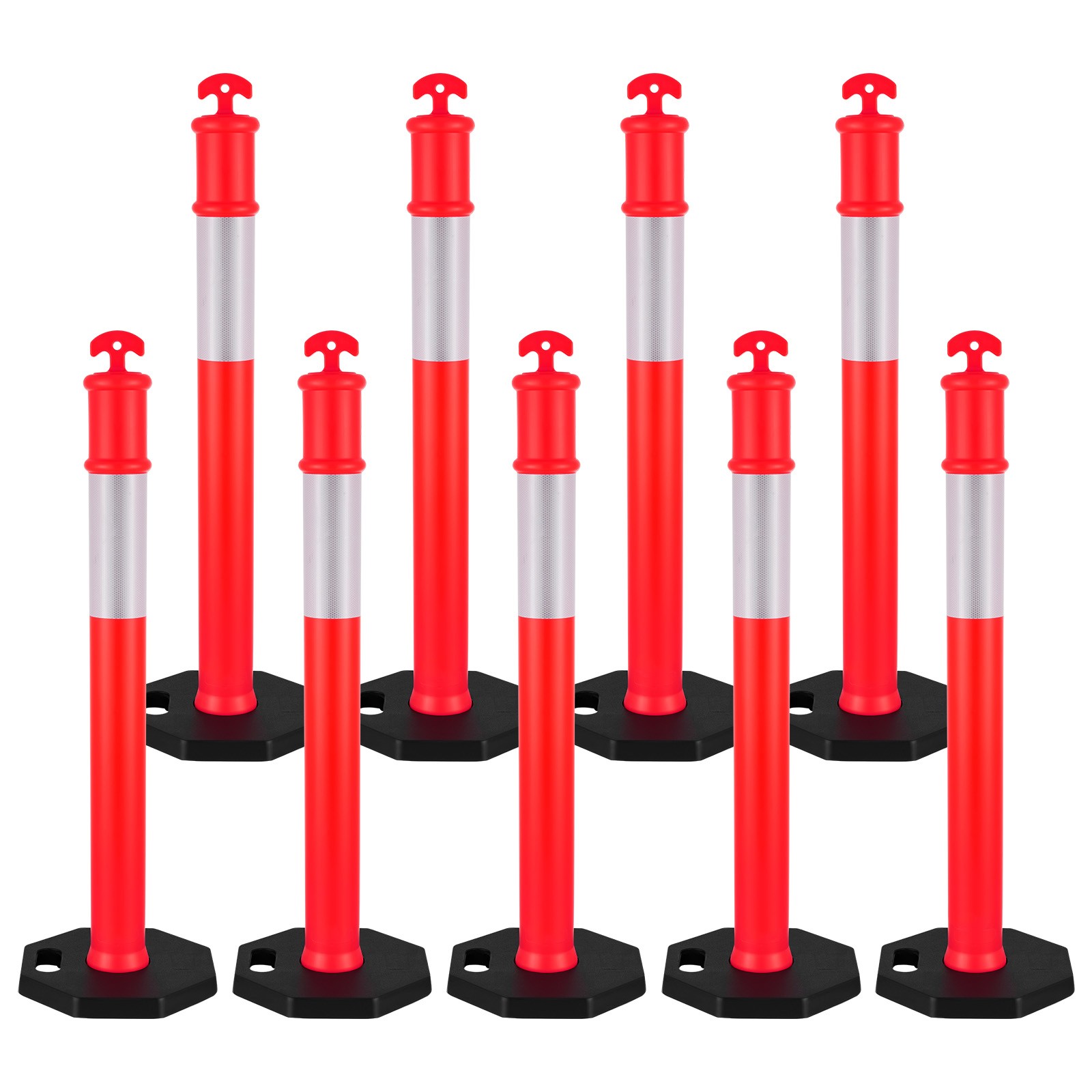 Uimoso 9 Pack Traffic Delineator Posts 45 in with Weighted Base for Safety