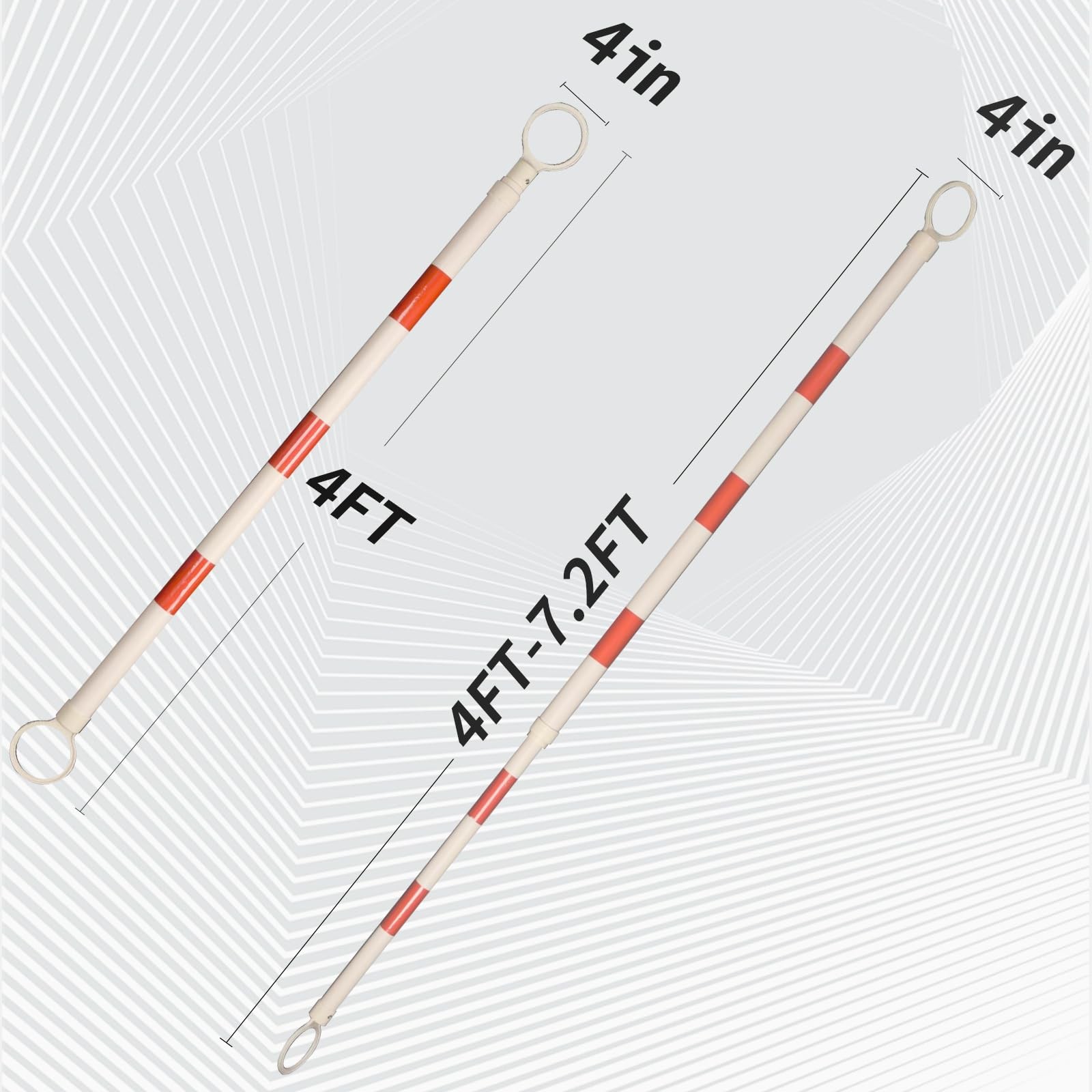 6 Pcs Retractable Traffic Cone Bar, Expandable Cone Bars from 4ft to 7.2ft fo…