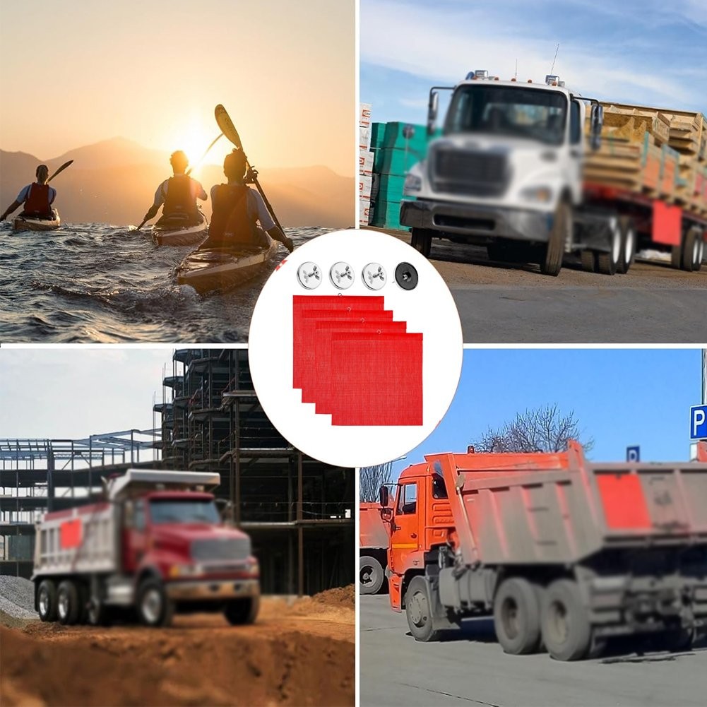 (4 Pack) Oversize Load Traffic Safety Flags Warning Signs 18 x 18 Inch For Truck