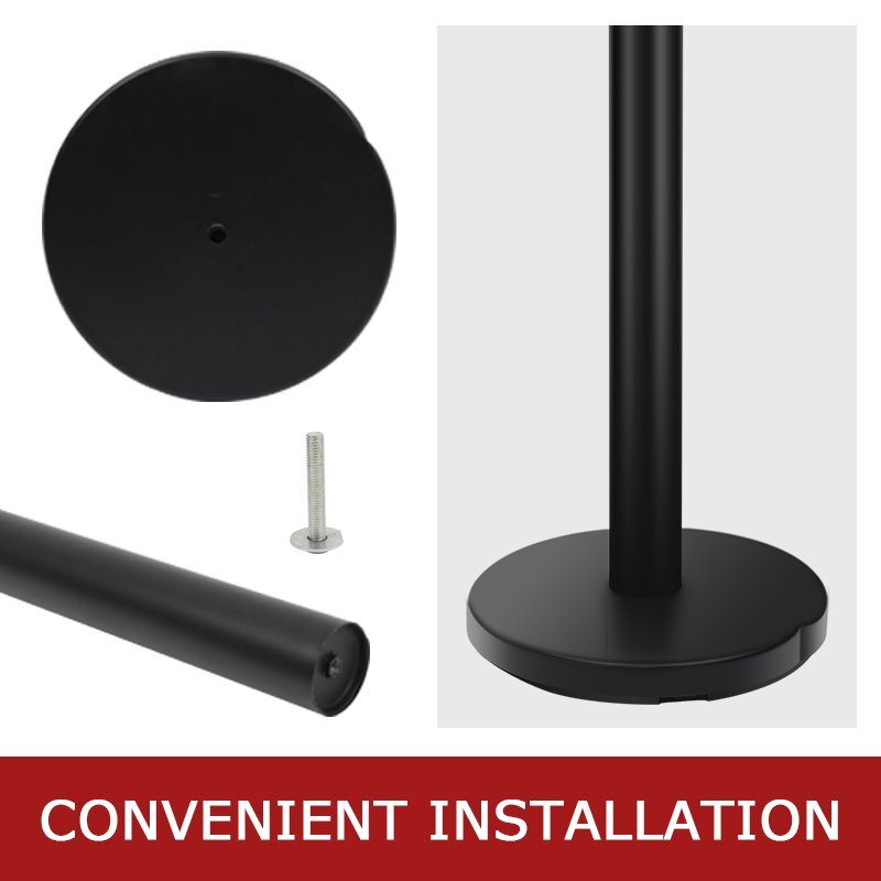6Pcs Crowd Control Barrier Outdoor Stanchion Queue Pole  Retractable Belt Black