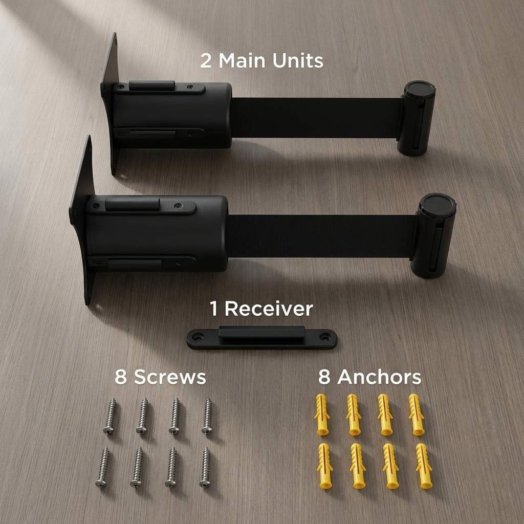 Wall Mounted Retractable Belt Barrier 2 Pack with 10 Feet, Crowd Control for