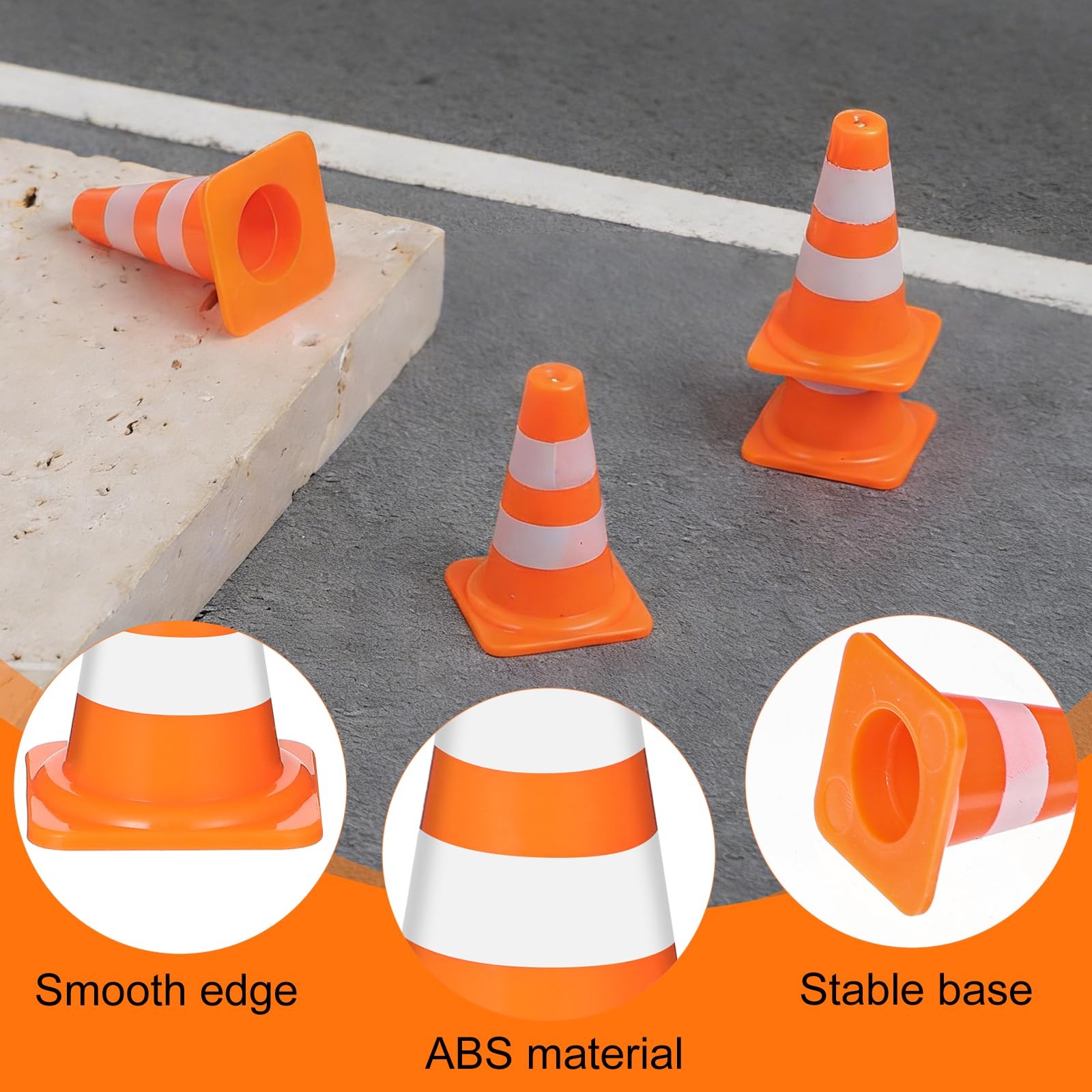 50PCS Mini Traffic Cones, Orange Small Cone, Mini Construction Cones, Plastic…