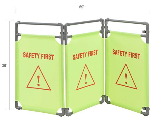 Global Industrial “Safety First” Folding Fabric Barrier Lime Green English