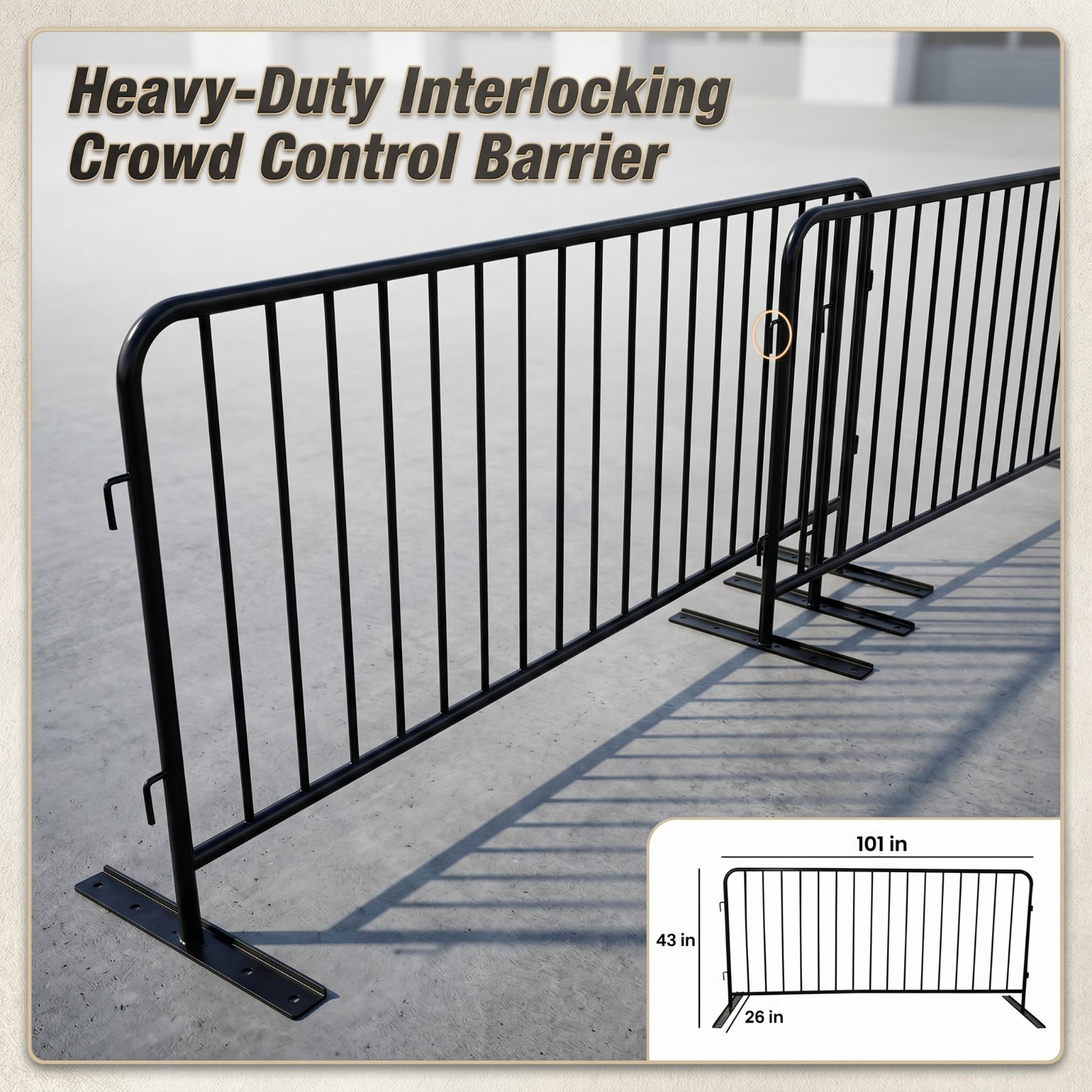 8.5ft Interlocking Barricade Heavy Duty Metal Barricade 2pcs Safety Barrier