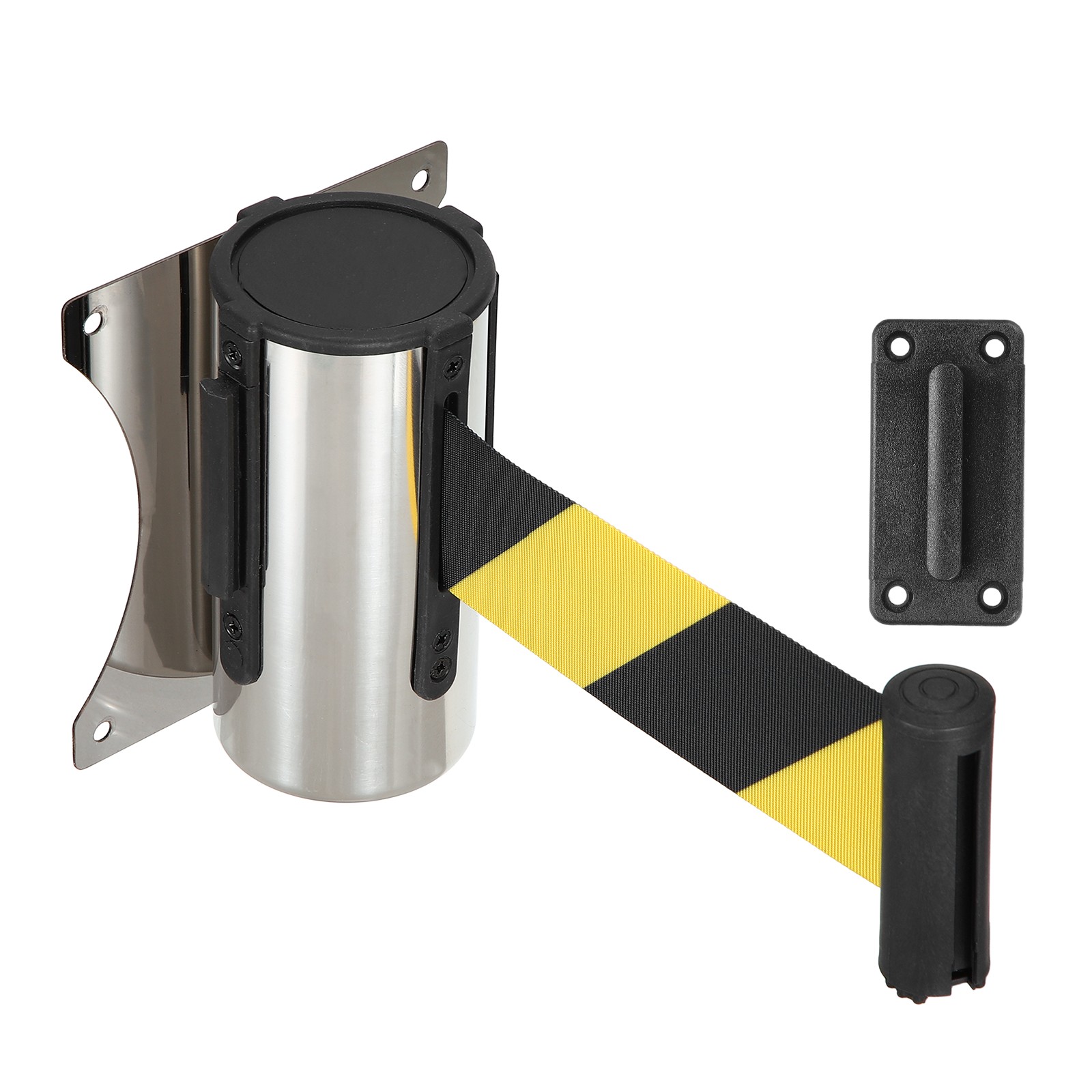 Fixed Wall Mount Retractable Belt Barrier (10 Feet, Black-Yellow) (1 Pcs)