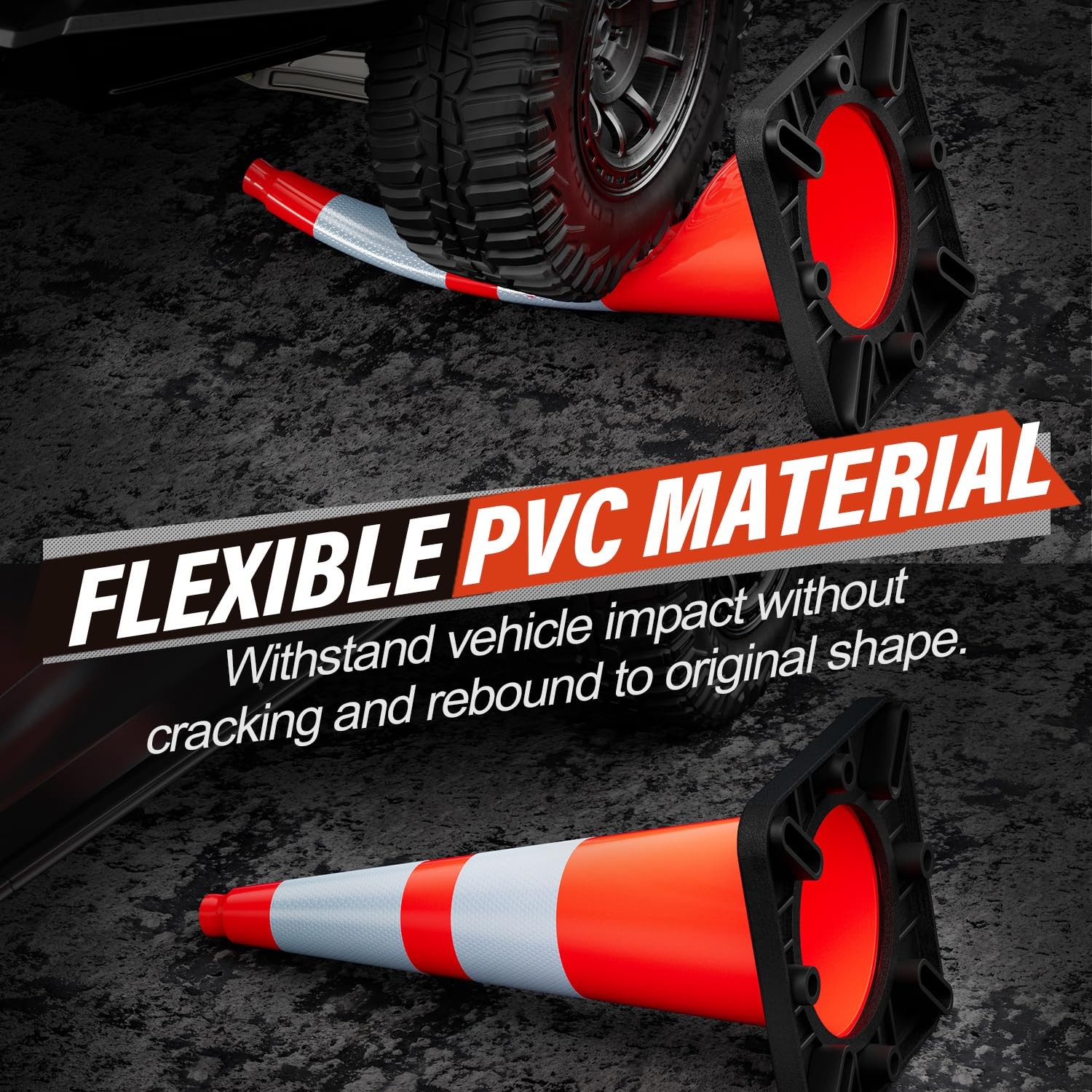 8 Pack 28 Inch Traffic Cones Reflective Collar Heavy Base Parking Lot Safety