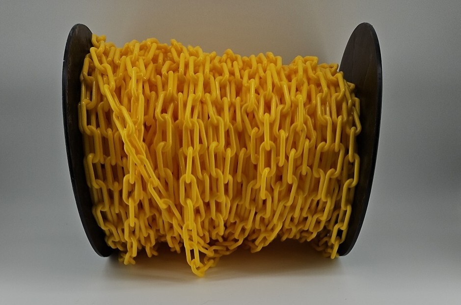 Mr. Chain – 30102 – Yellow Plastic Barrier Chain – 1.5″ x 200′ – Indoor/Outdoor