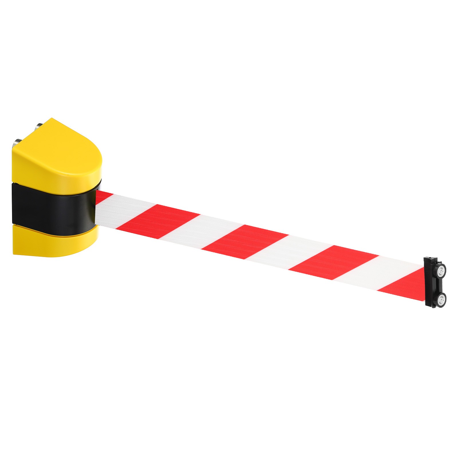 16.4Ft Magnetic Retractable Belt Barrier, Red White Belt, Black Yellow Case
