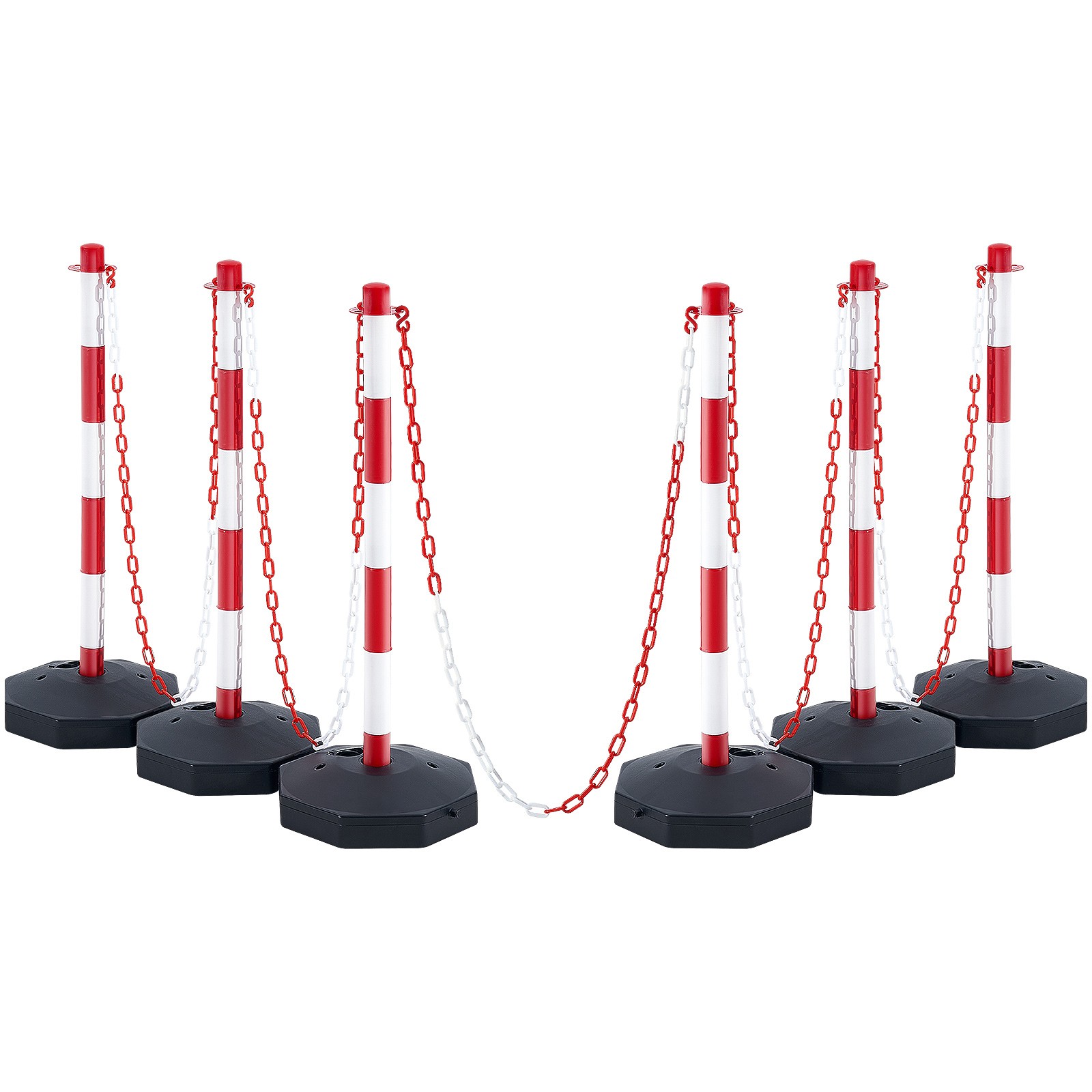 Uimoso 6PCs Traffic Delineator Post Cones with Fillable Base 6.6 FT Chain