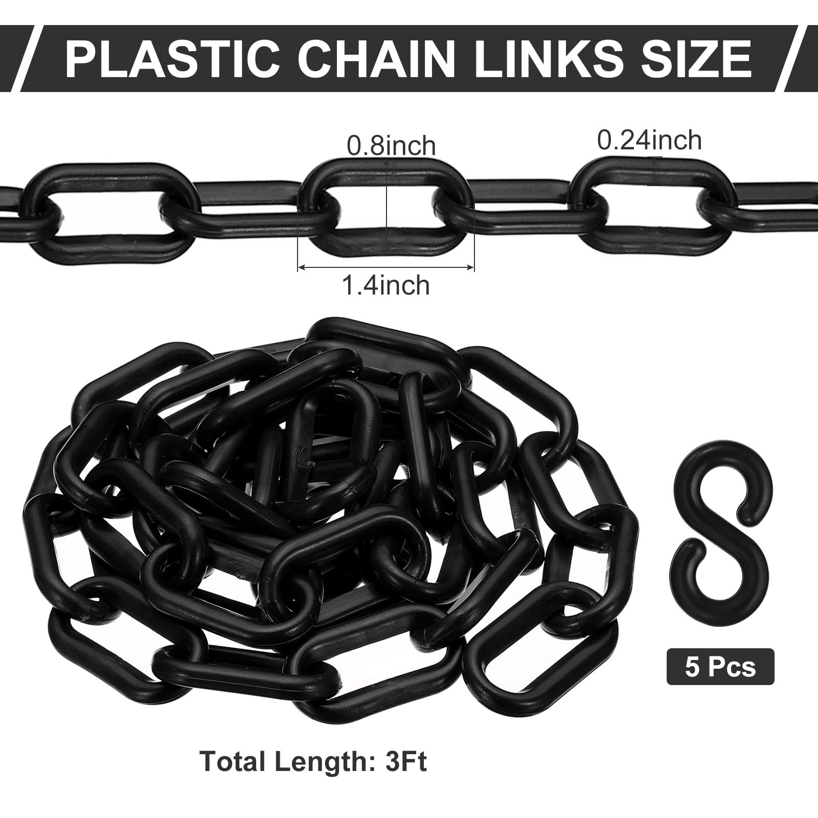 100 Ft 1.5″ Plastic Link Chain Barrier for Crowd Control Queue Line Parking