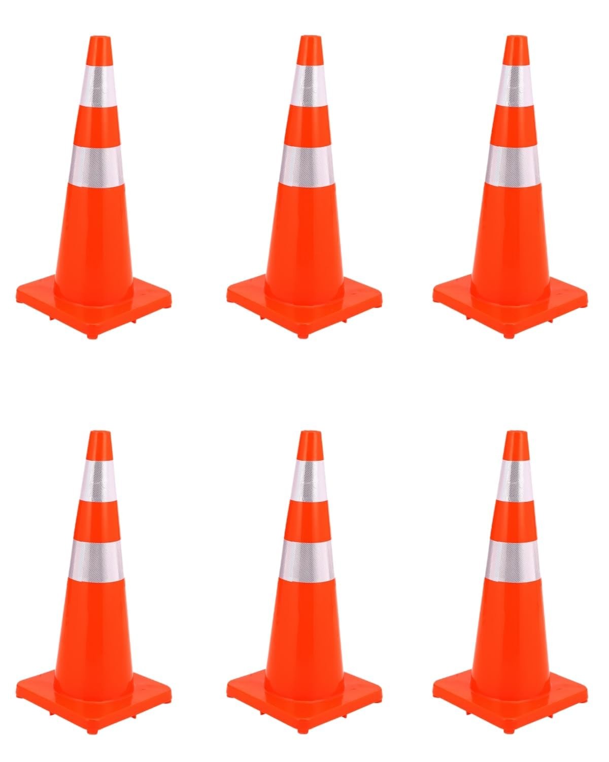 6PCS 18/28″ PVC Traffic Safety Cones Base Reflective Road Parking Cone Orange