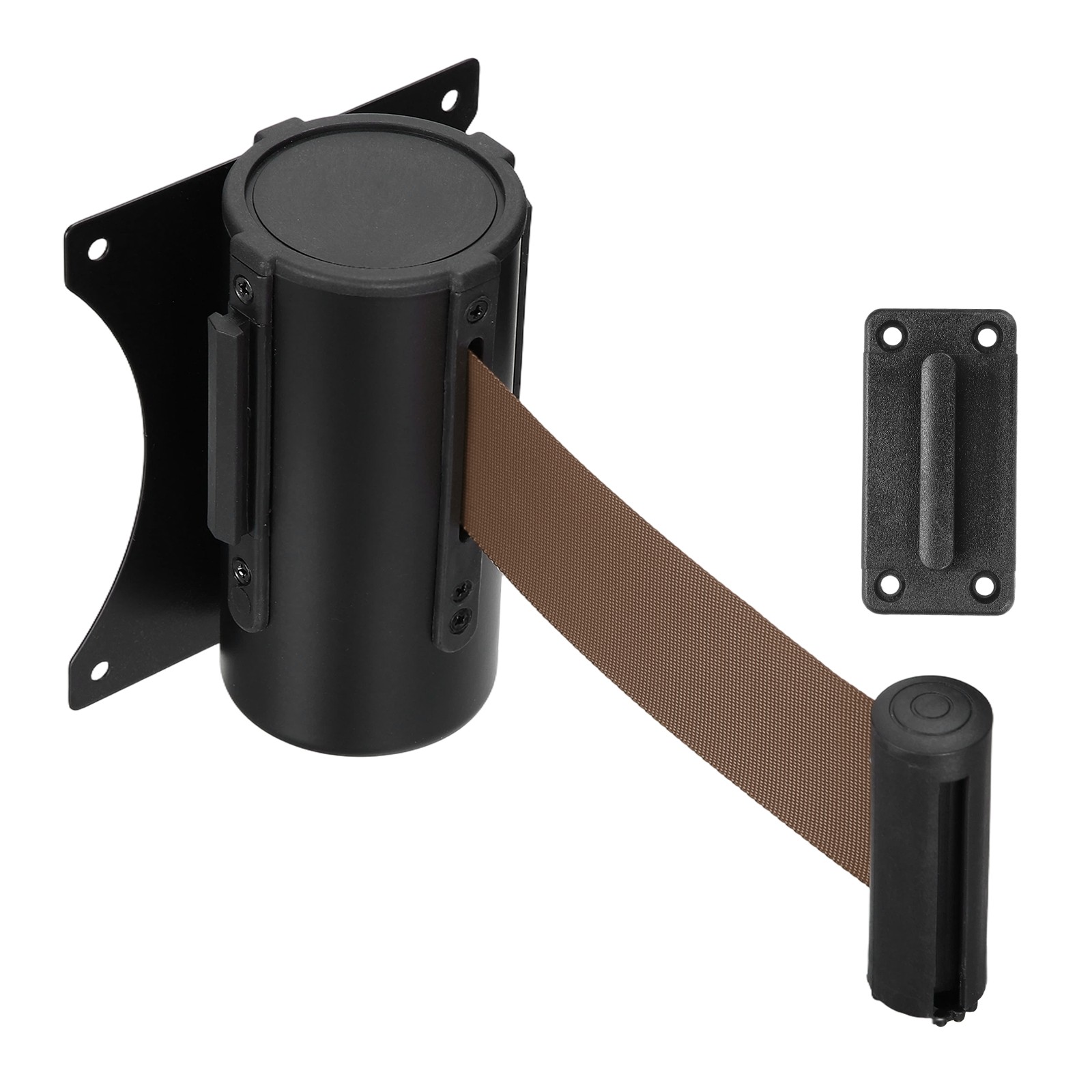 Fixed Wall Mount Retractable Belt Barriers (10 Feet, Brown) (1 Pcs)