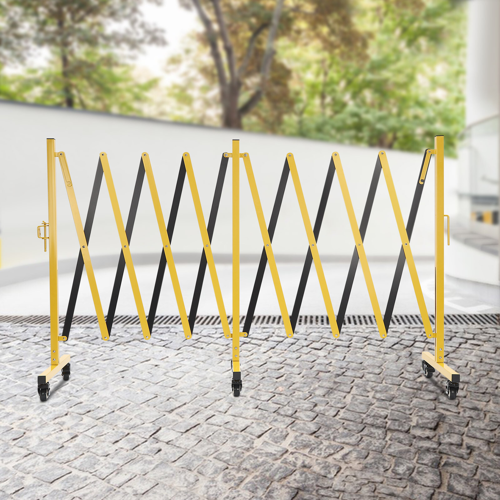 Expandable Barricade with Wheels 5 M Long Retractable Metal Traffic Gate US