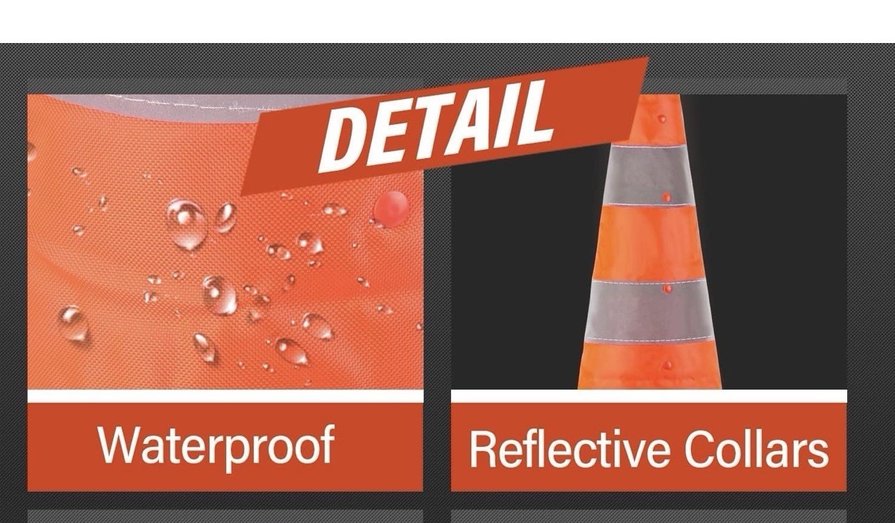 4 Multi Purpose Pop-up Collapsible Traffic Cones Safety Cones 28″ Reflective RV