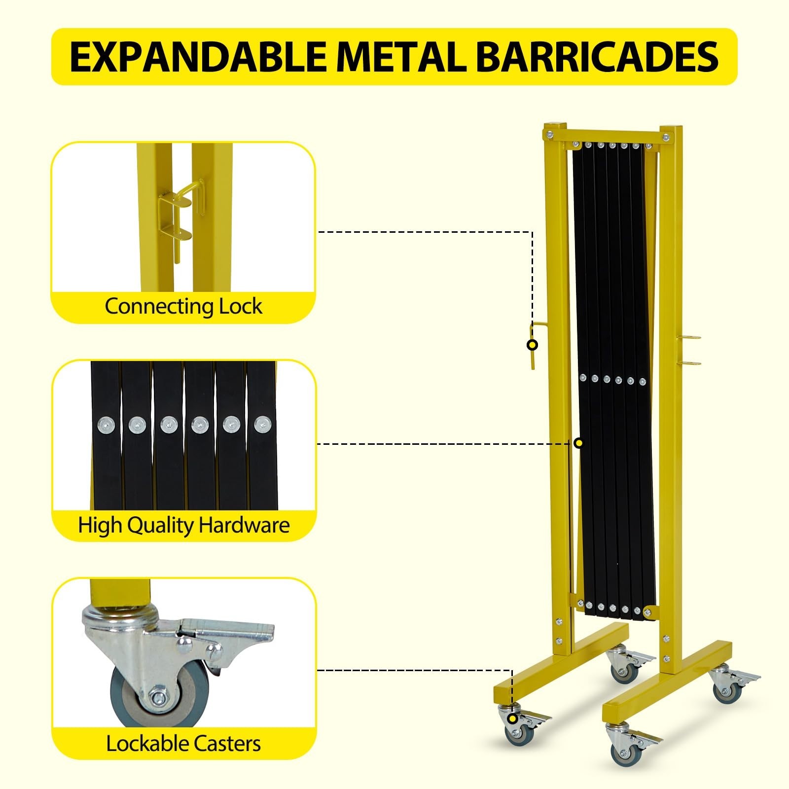 Expandable Metal Barricade Safety Barrier Gate for Traffic Control 11 Feet
