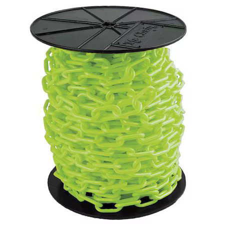 Zoro Select 30114 Plastic Chain, Safety Green, 200 Ft Length, Gloss, 30114