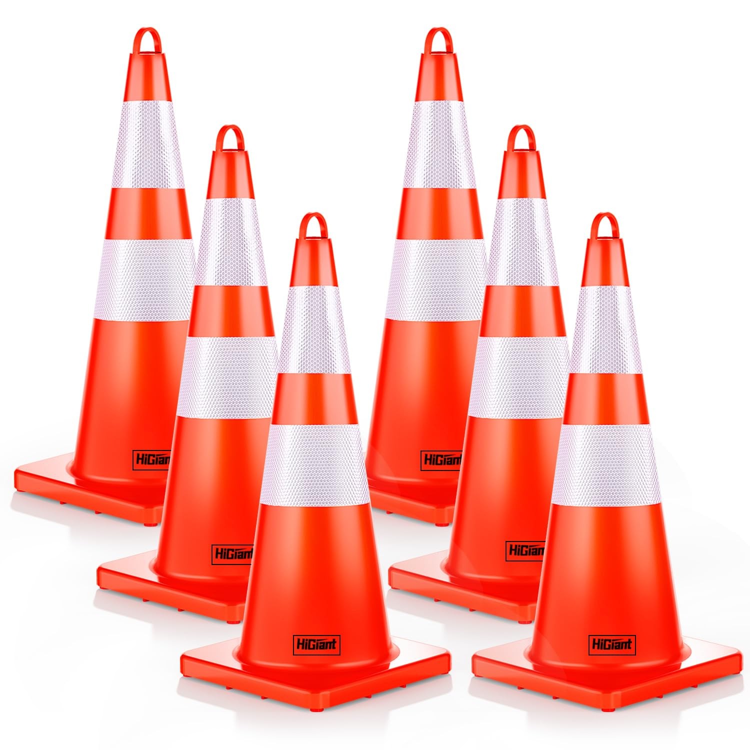[6 Pack] HiGiant 28 inch Traffic Safety Cones with Reflective Collars, Sturdy…