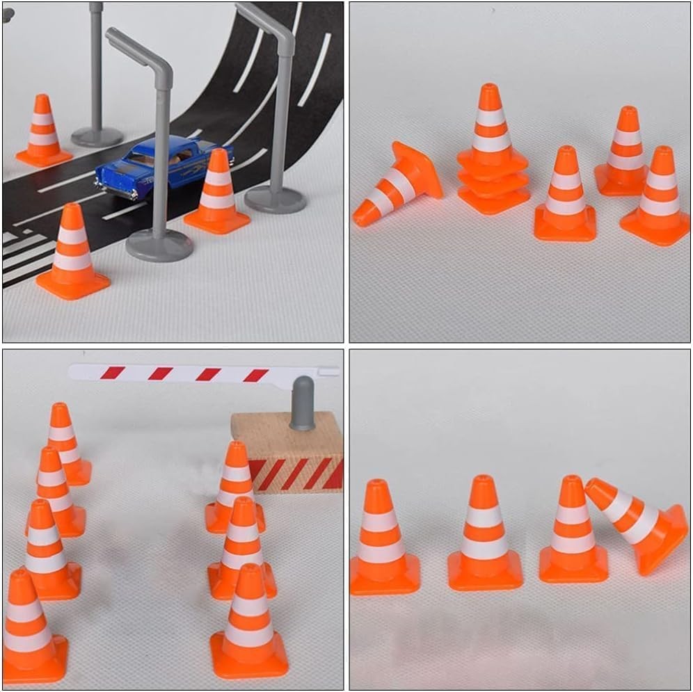 14Pcs Miniature Road Cone Orange Mini Traffic Cones Plastic Sign Road Cones R…