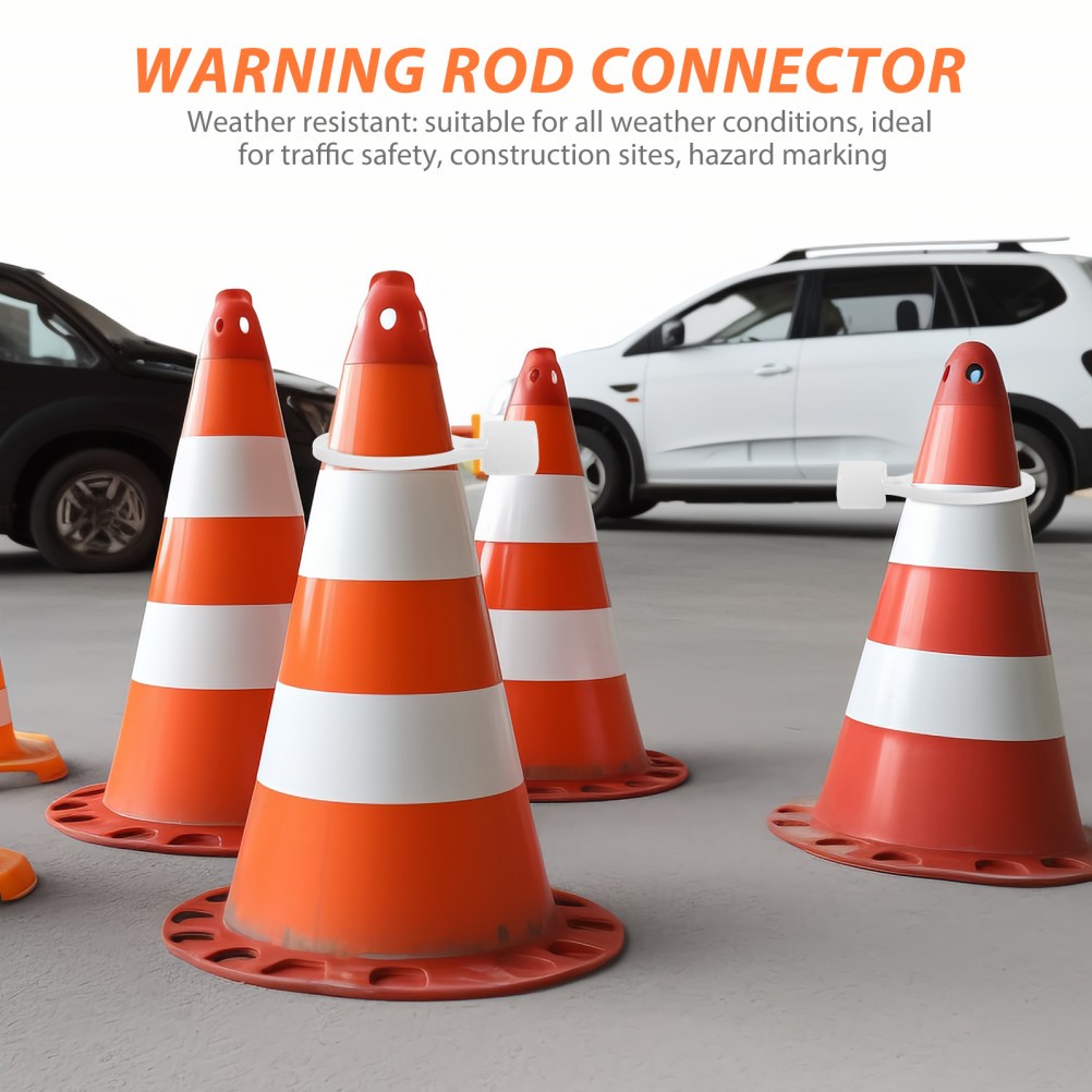 6Pcs Flexible PVC Cone Connectors for Traffic Safety Bar White