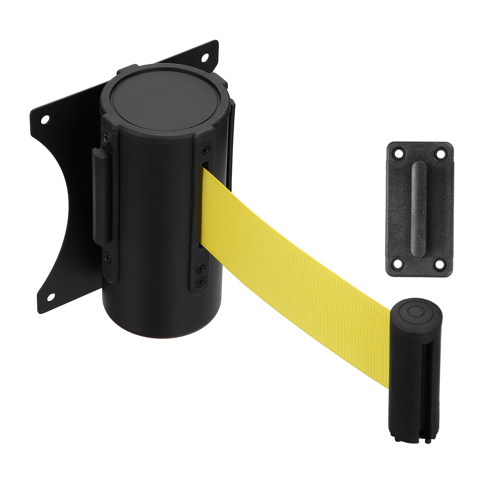 Fixed Wall Mount Retractable Belt Barriers (10 Feet, Yellow) (1 Pcs)