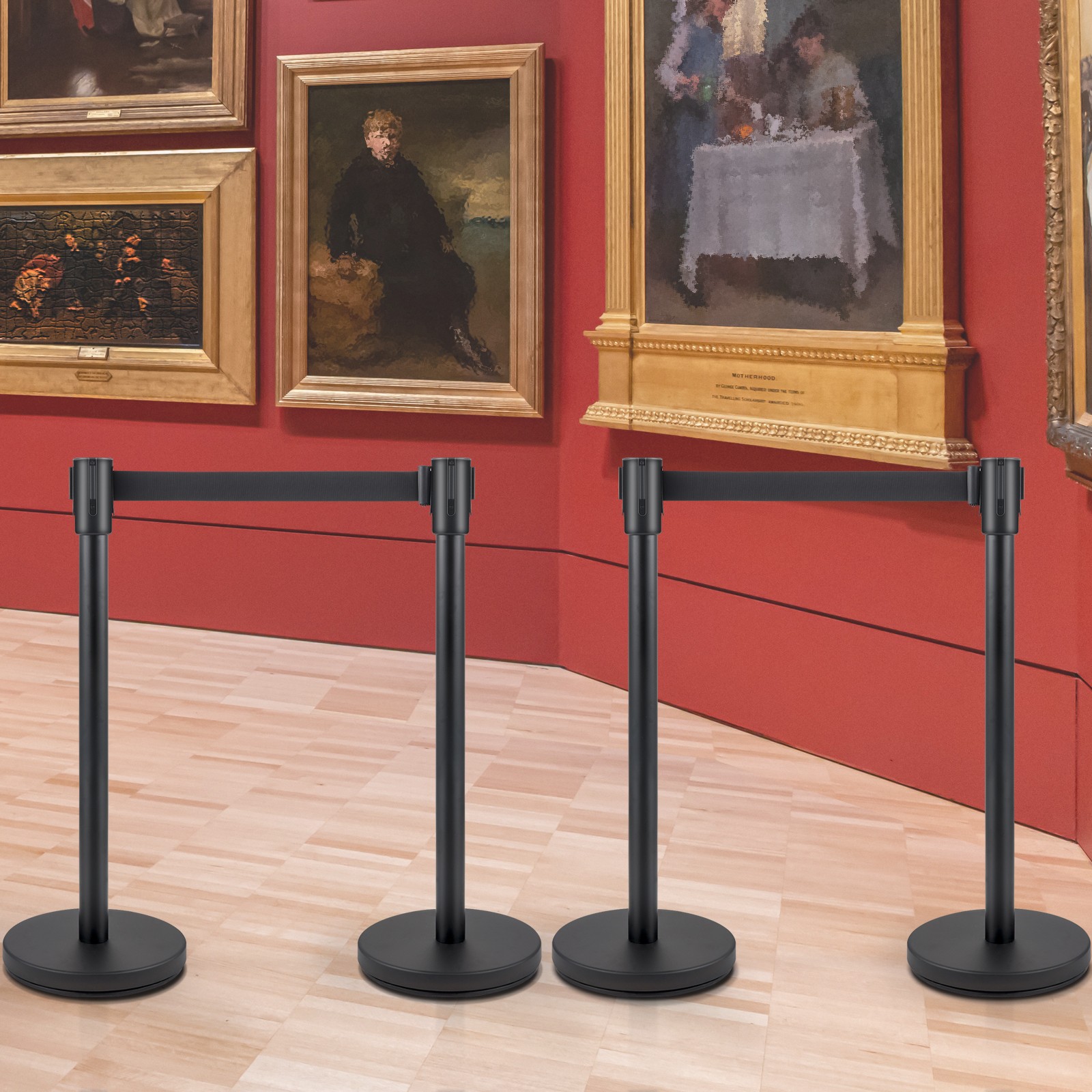 VEVOR 4 PCS Crowd Control Barrier Stanchion Posts Queue Pole Retractable Belt