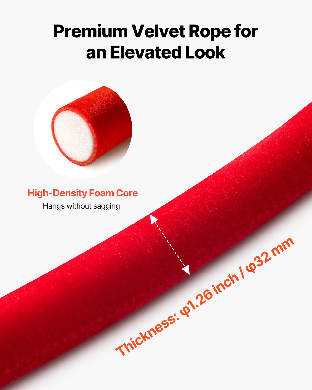 VEVOR 4 Pcs Red Velvet Stanchion Ropes 5 ft Stanchion Post Ropes with Gold Hooks