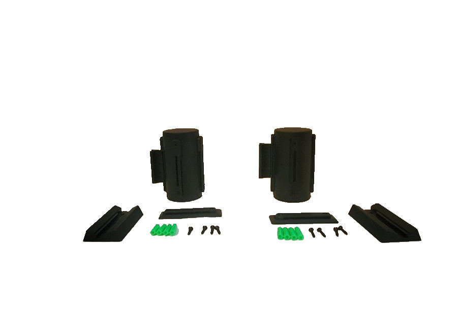 2 Wall Mount Retractable Barrier Belts 10 Ft Each Crowd Control Retractable Belt