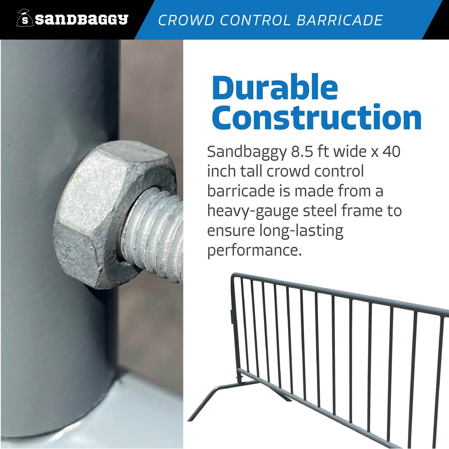 Sandbaggy Metal Crowd Control Barricades – Interlocking Barriers (Will-Call)