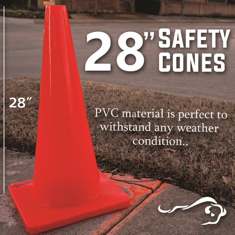 28 In., Orange PVC Traffic Safety Cone, 6-Pack High Visibility