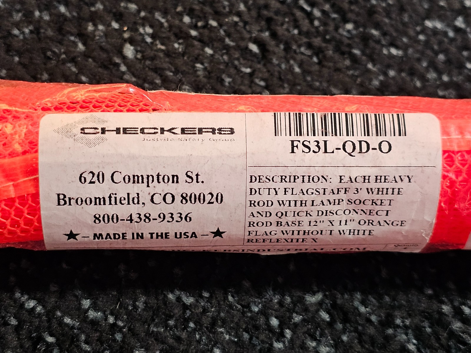 Checkers FS3L-QD-O 3′ Lighted Warning Whip w/ Quick Disconnect Base 12″ Orange
