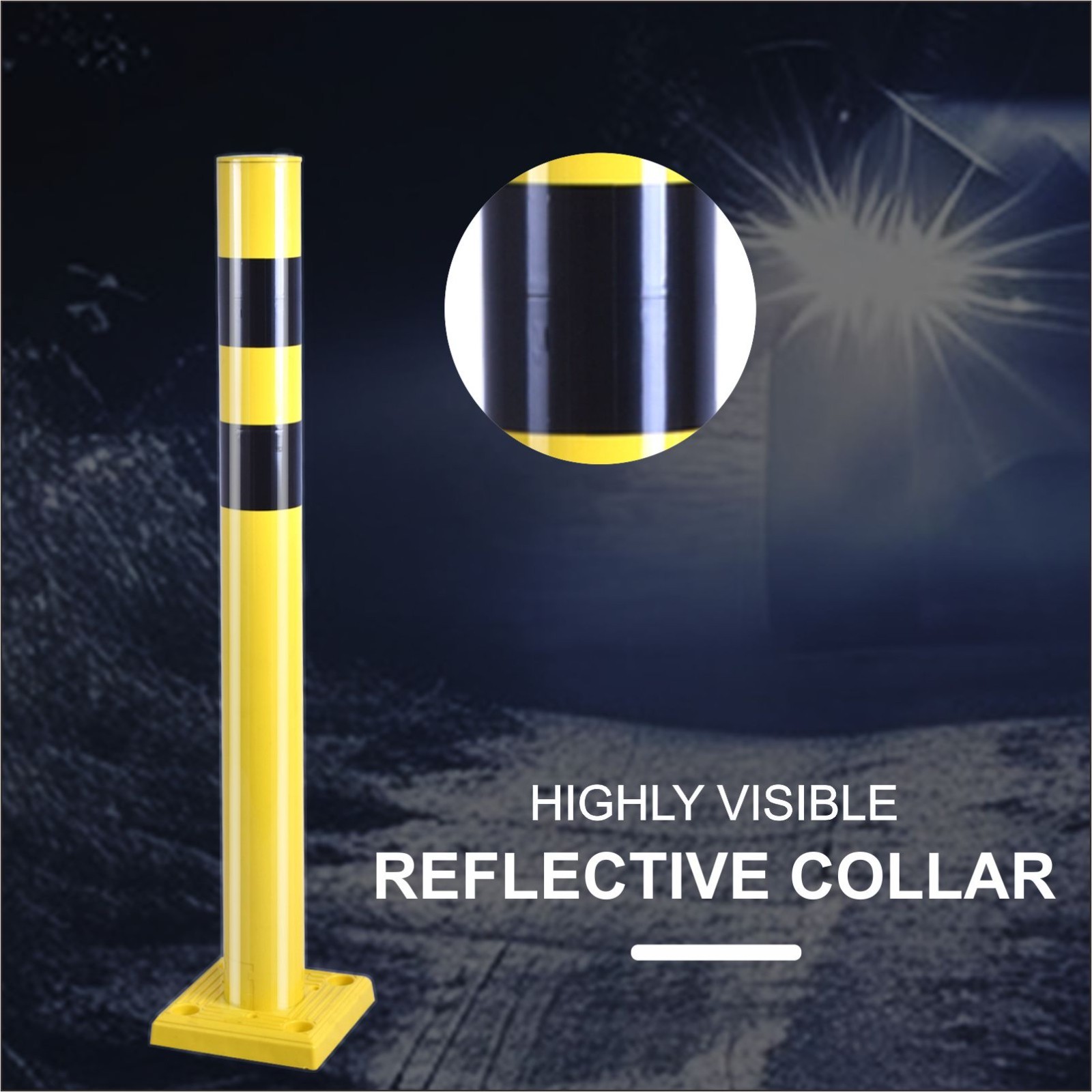 4Pack 4″ SpringBack Safety Bollard Traffic Posts with Base Sidewalk Protection