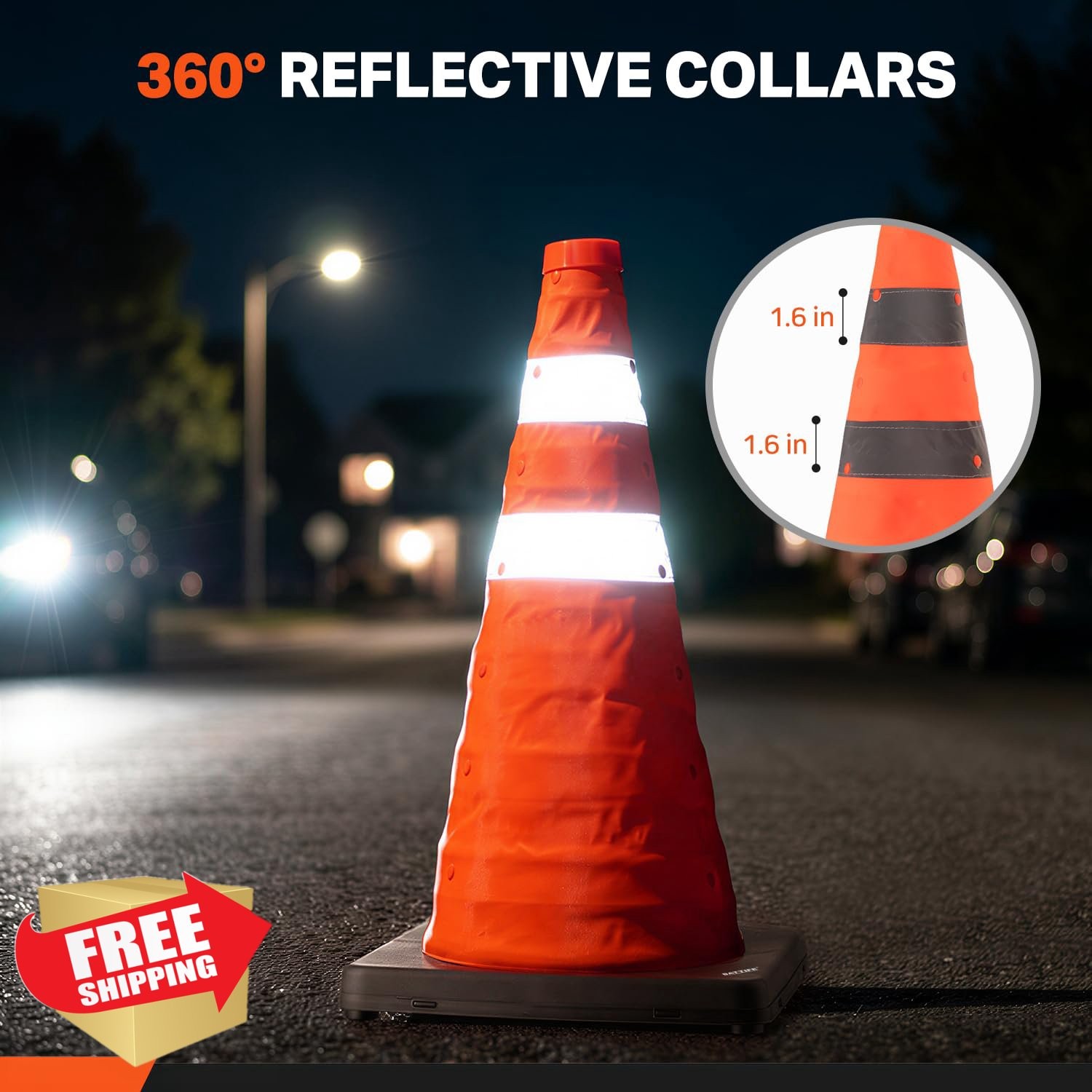 BATTIFE 4 Pack 18inch Orange Traffic Cones