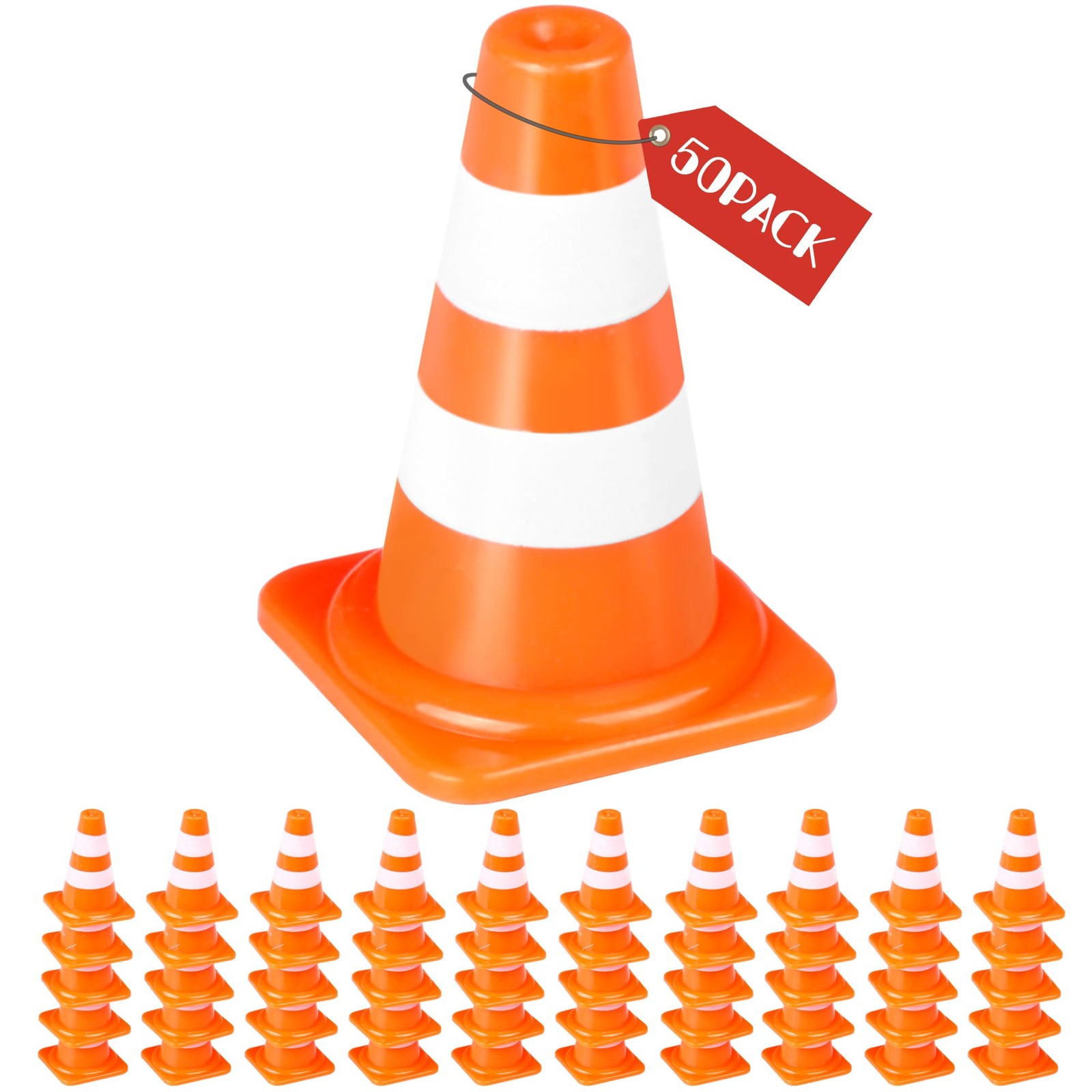Alyoen 50Pcs 1″ Mini Traffic Cones Small Tiny Toy for Kids, 1inch, 50-pack