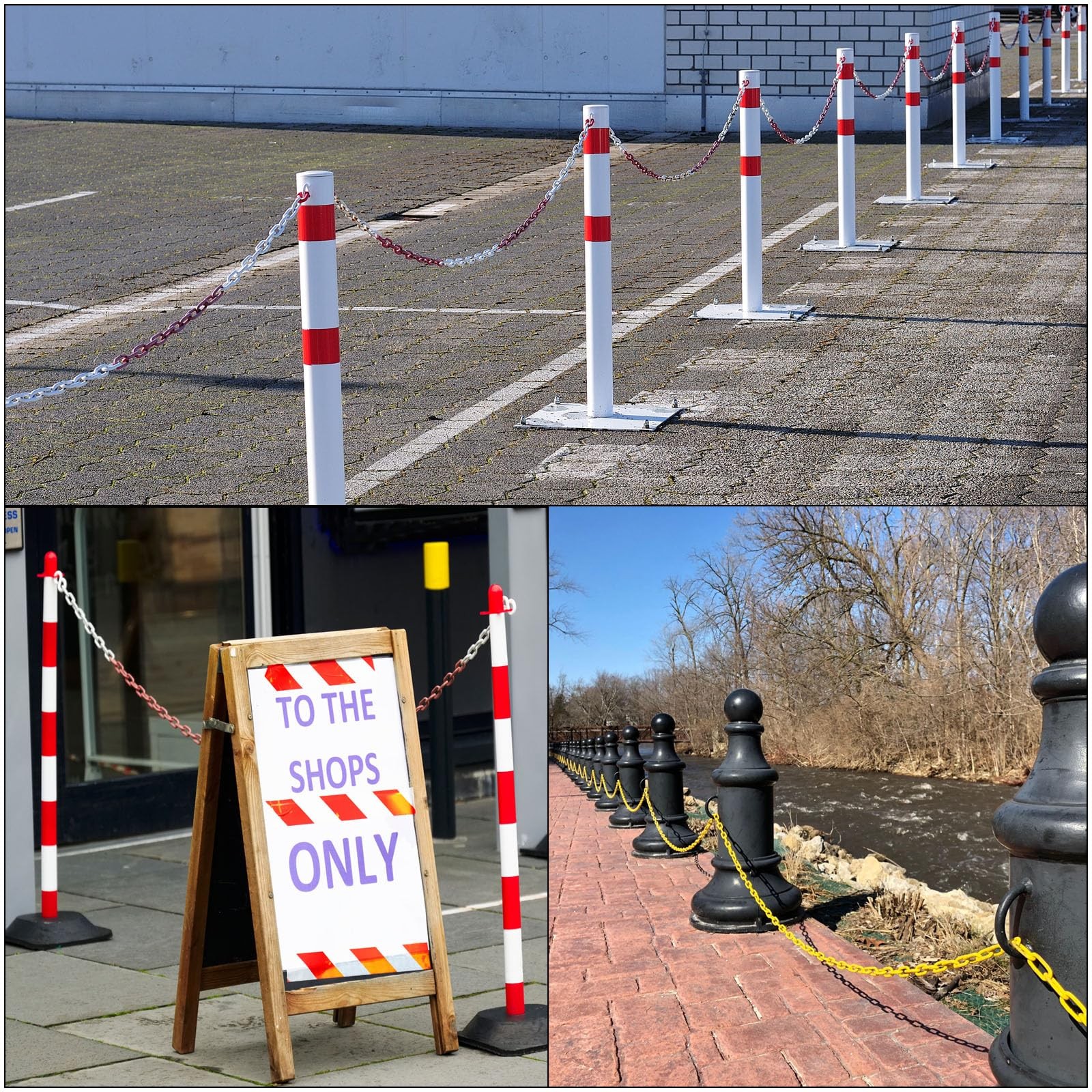100 Ft 1.5″ Plastic Link Chain Barrier for Crowd Control Queue Line Parking