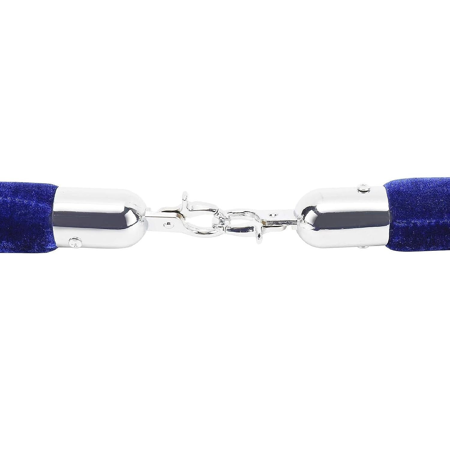 NovelBee 4pcs Blue Velvet Stanchion Ropes with Silver Hooks,10 Feet Stanchion Qu