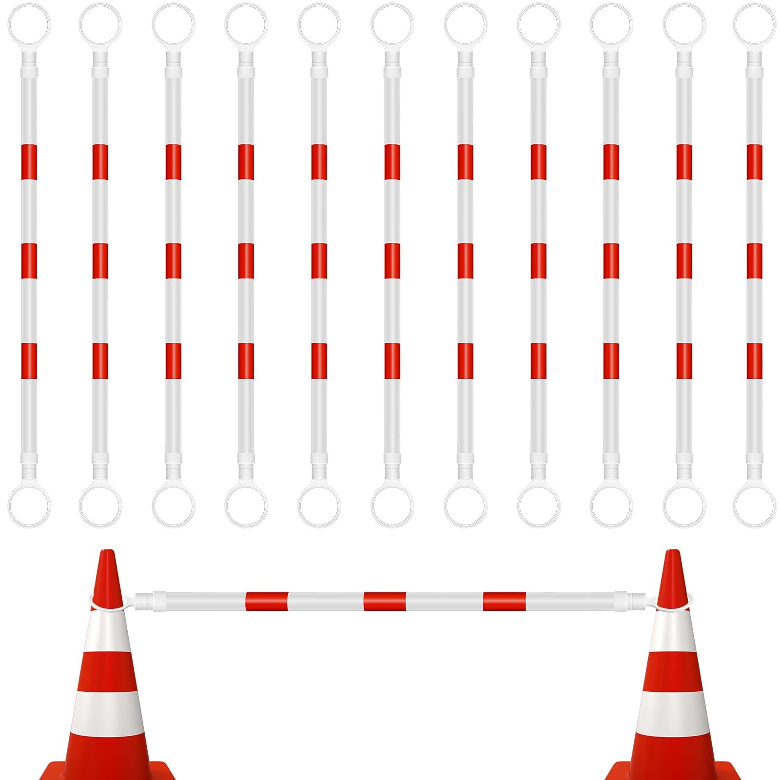 Huwena 12 Pcs 12 Pcs Retractable Traffic Cone Bar from 4ft to 7.2ft Expandabl…