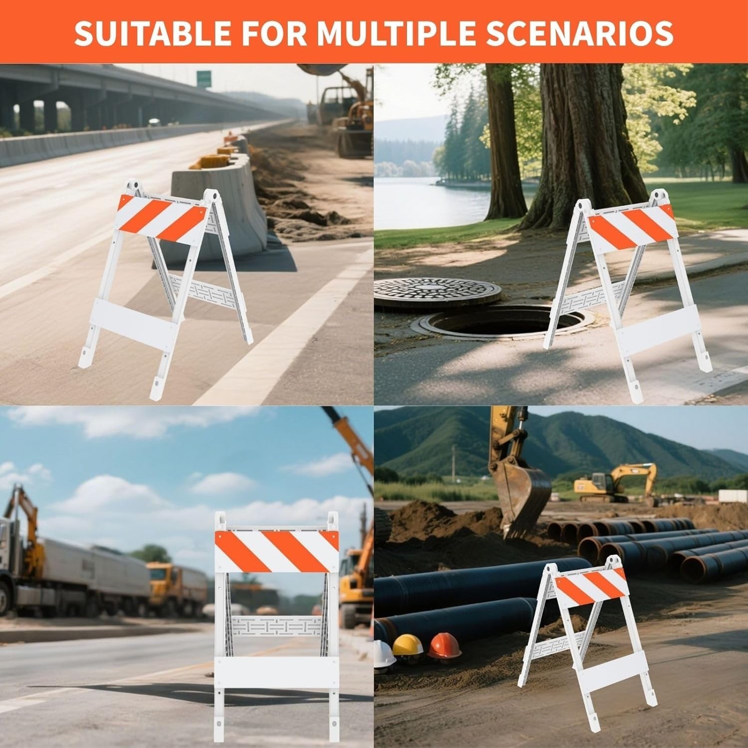 1Pack Type I Foldable Traffic Barricade Folding Road with 6″x24″ Bottom Panel