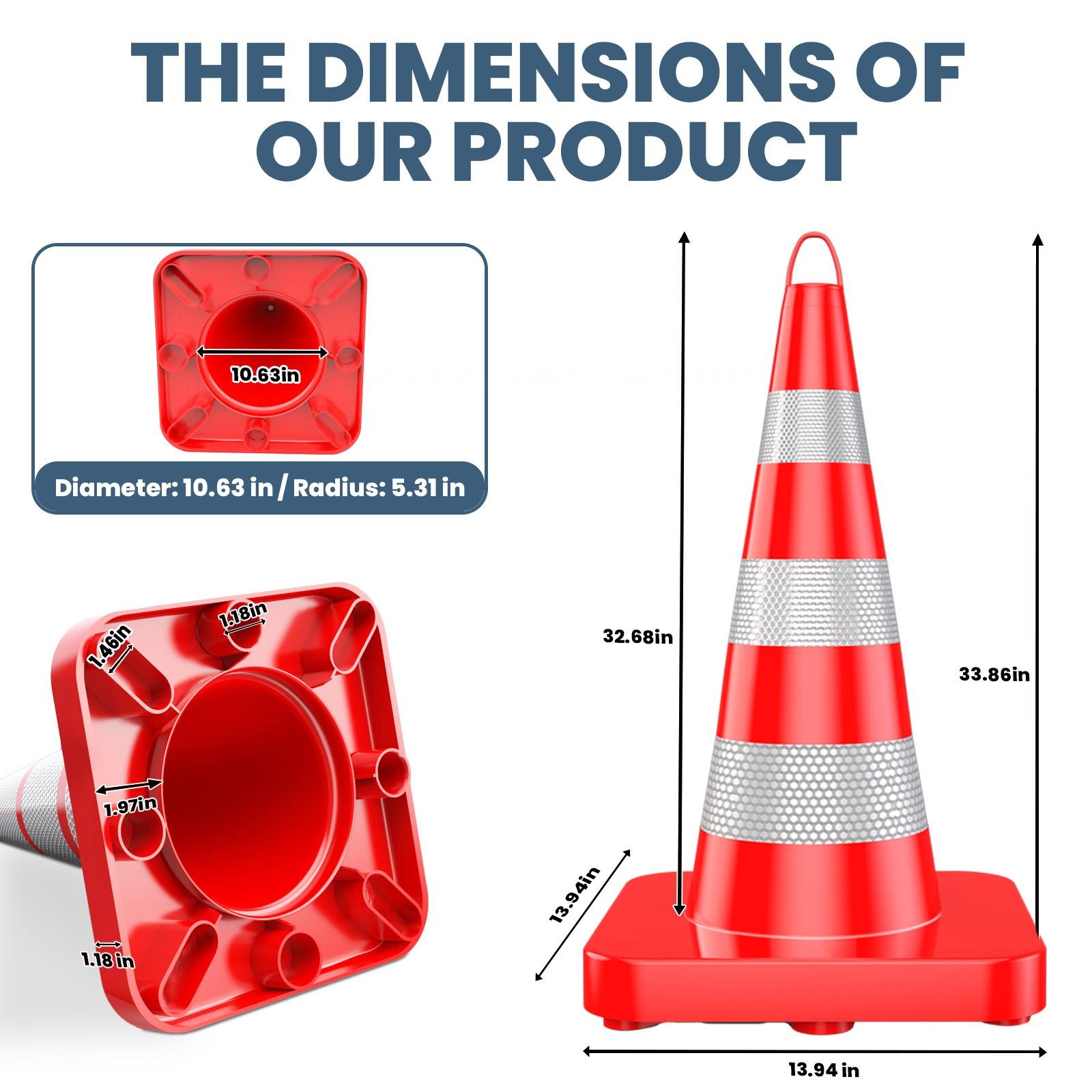 18″28″36″ Orange Traffic Cone Safety Cones Traffic Reflective Collars Road Cones