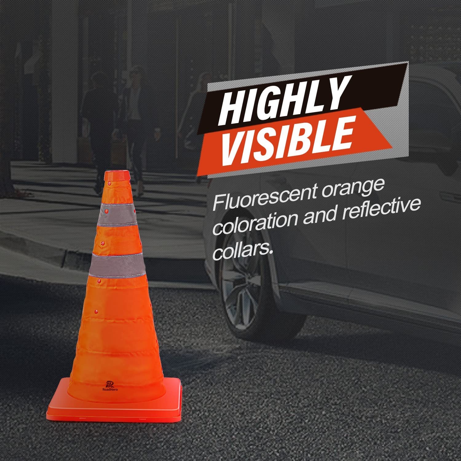 RoadHero 18 Inch 4 Pack Collapsible Traffic Safety Cones, Multi Purpose Pop-u…