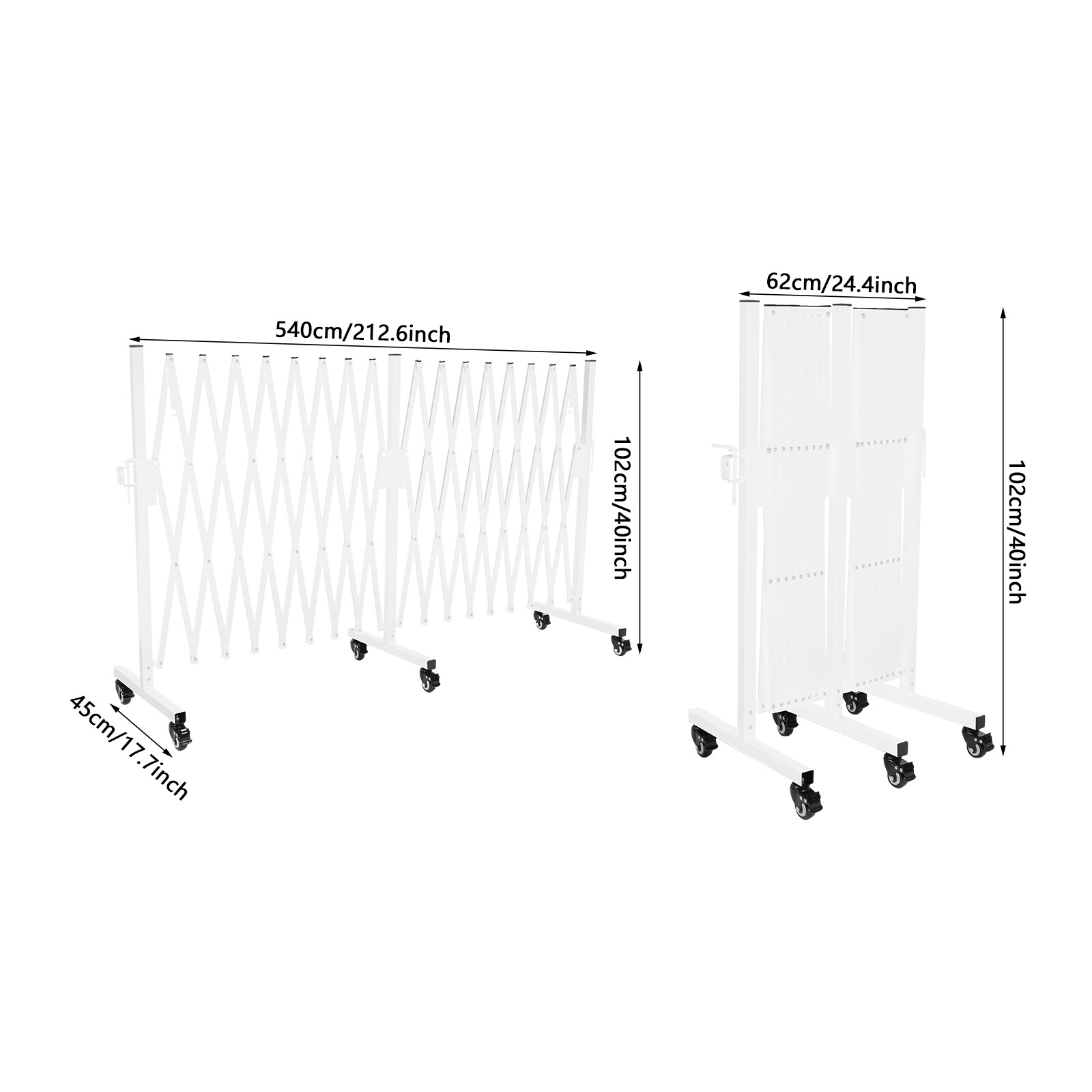 Expanded Outdoor Safety Barrier Mobile Folding Gate Portable Fence Gate W/ Wheel