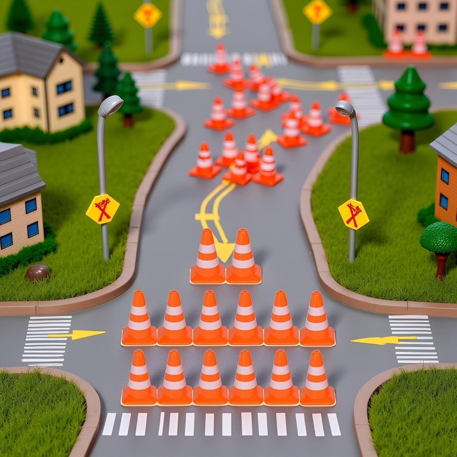 14Pcs Realistic Miniature Traffic Cones for Dollhouse Scenes & Educational Use