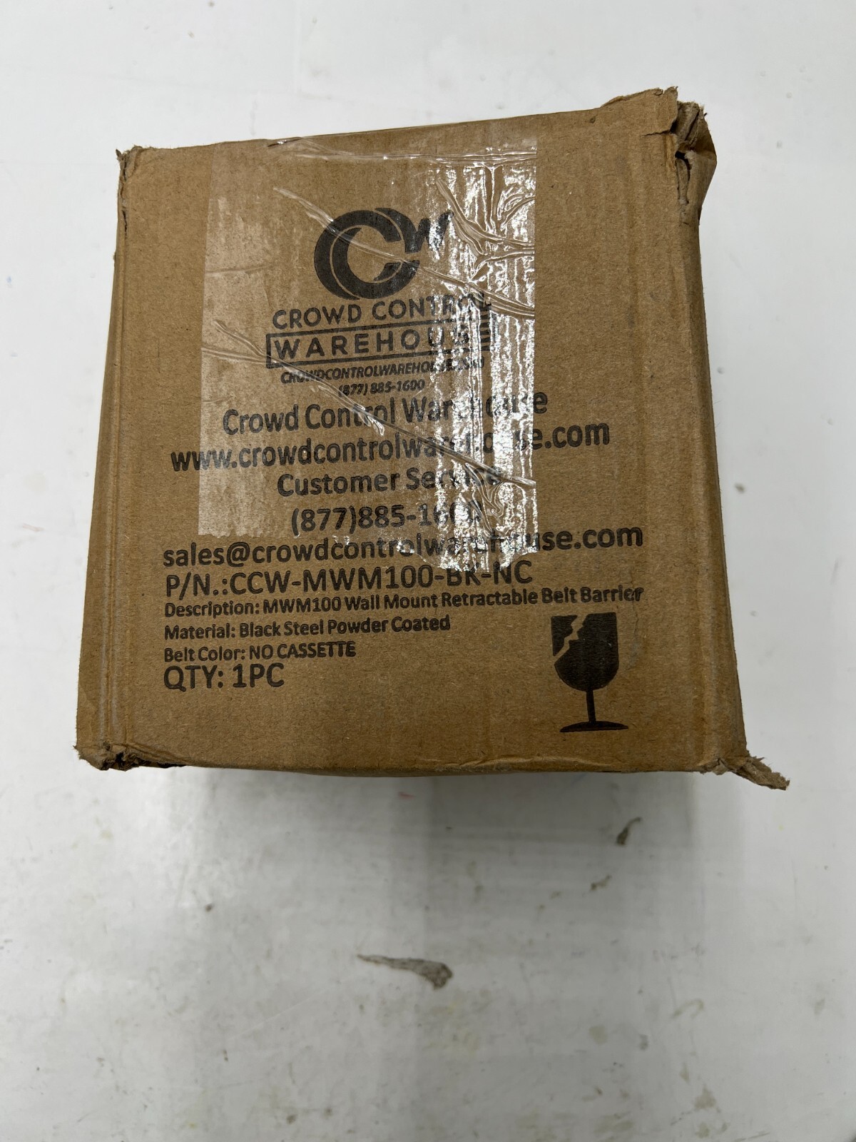 Crowd Control Warehouse Wall Mount Retractable Belt Barrier CCW-MWM100-BK-NC