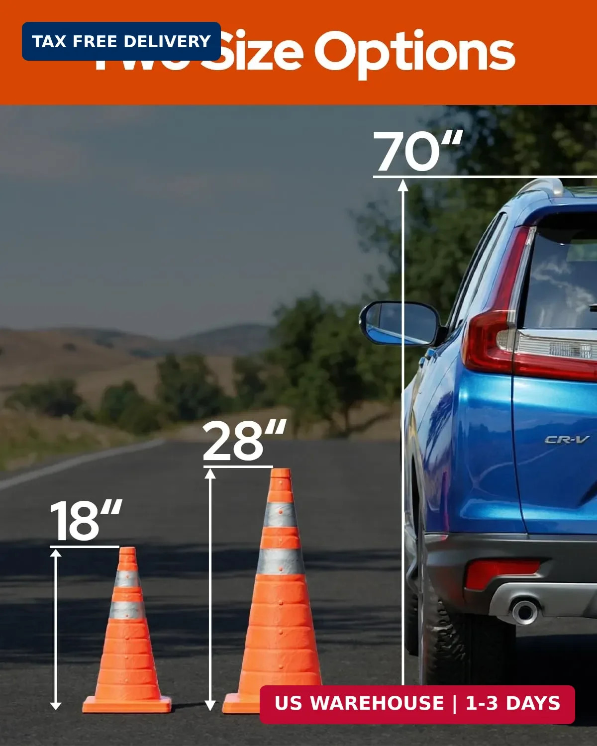 4 Pack 18 Inch Collapsible Traffic Safety Cones, Orange Pop Up Cones with Reflec