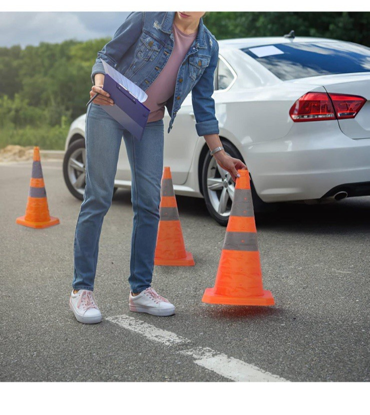 Collapsible Traffic Safety Cones 4 Pack 28 inch w/ LED Light by Guardlead