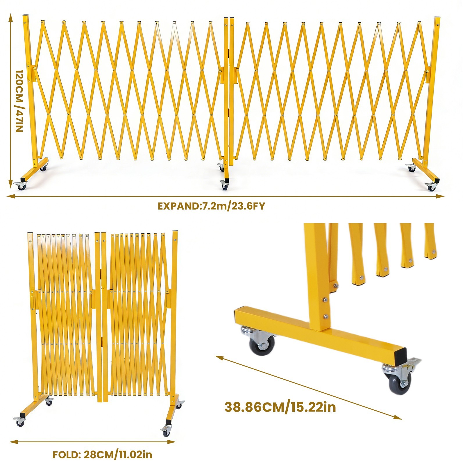 Outdoor Traffic Barricade Gate Metal Expandable 8-24FT Folding Safety Barrier US