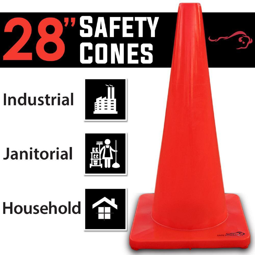 28 In., Orange PVC Traffic Safety Cone, 6-Pack High Visibility
