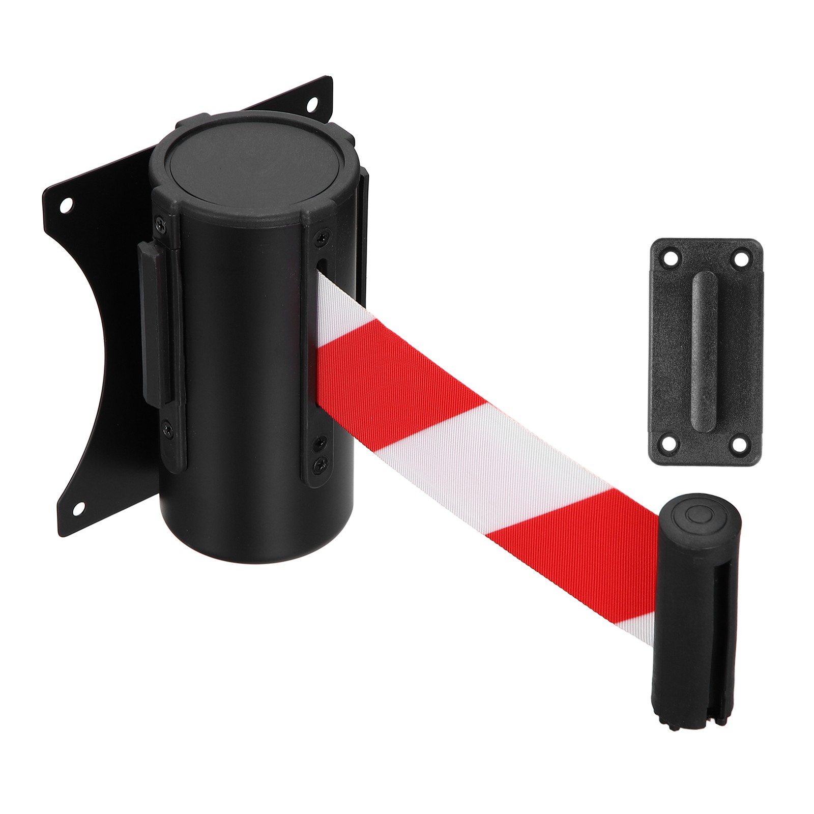 Fixed Wall Mount Retractable Belt Barriers (10 Feet, Red-White) (1 Pcs)